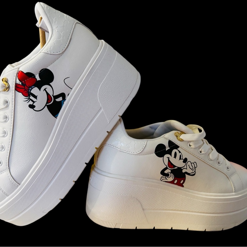 White Sneakers with Mickey Mouse Design